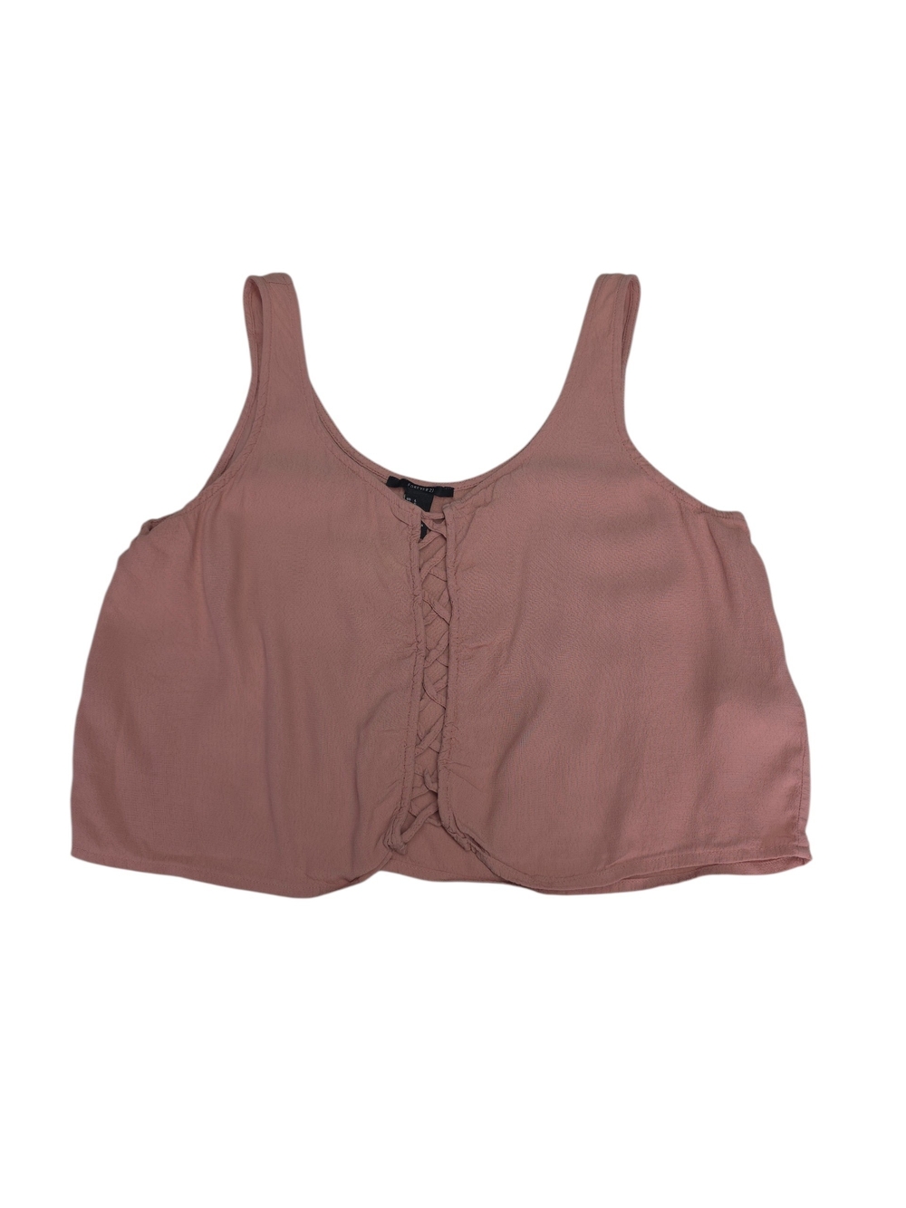 Forever 21 Dusty Rose Lace-Front Cropped Tank